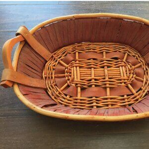 Decorative Wood Basket 16" Woven Look